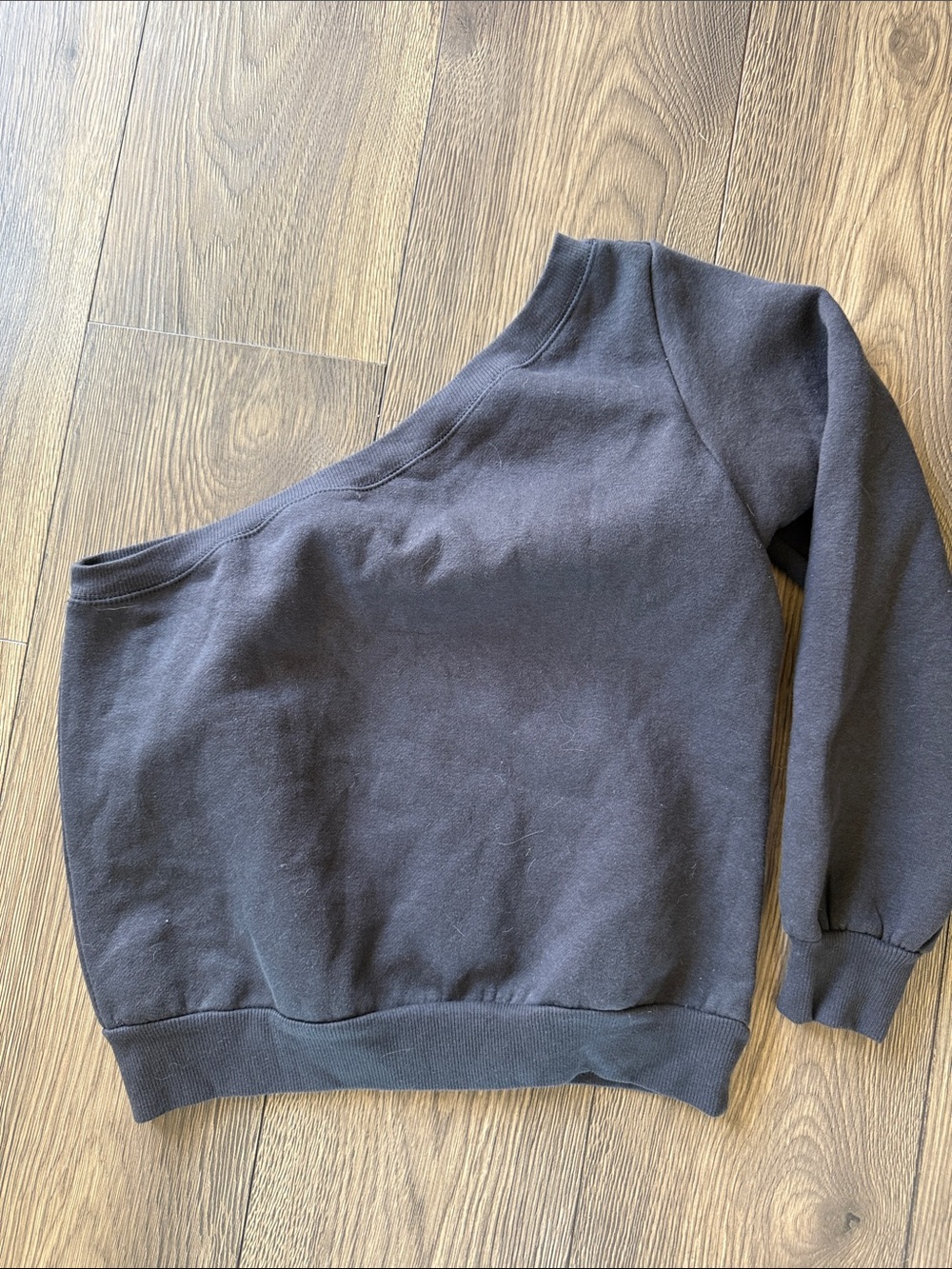 Ocean Drive Charcoal Crewneck one shoulder Sweatshirt medium